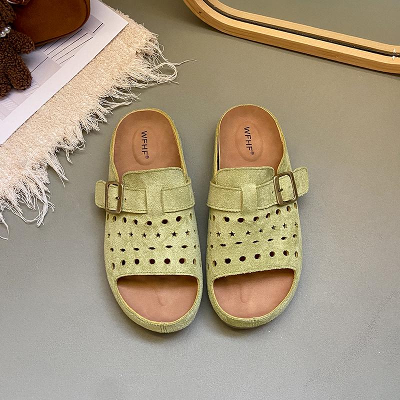 Shoes for Women 2025 New Open Toe Women's Slippers Outdoor Beach Casual Summer Belt Buckle Comfortable Flat Slippers