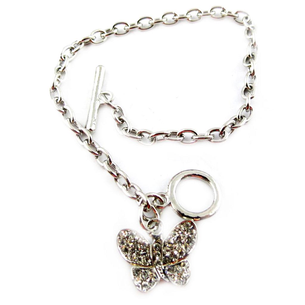Les Trésors De Lily [F7997] - Silver 'Butterfly' Designer Bracelet