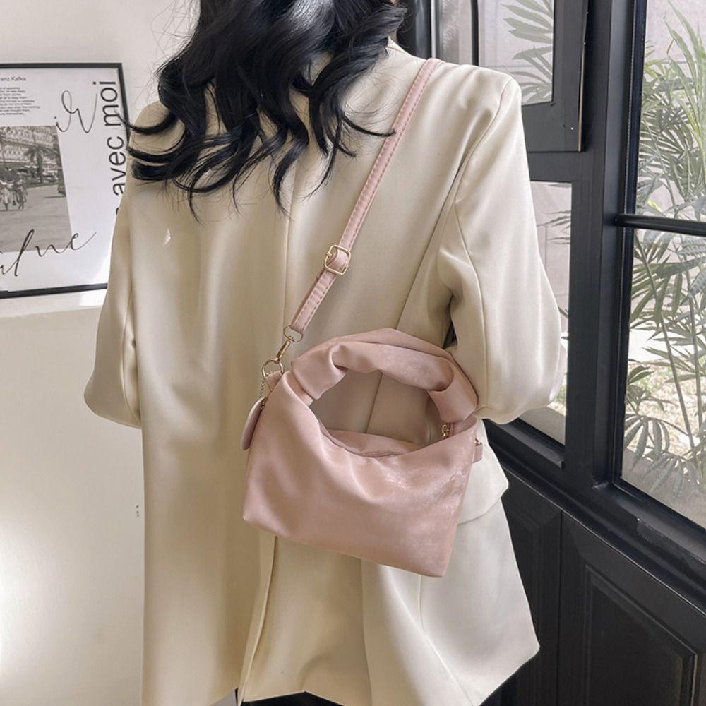 Pleated Handle INS Shoulder Bag PU Pendant Fashion Crossbody Bags Solid Color Hand Bag Girls