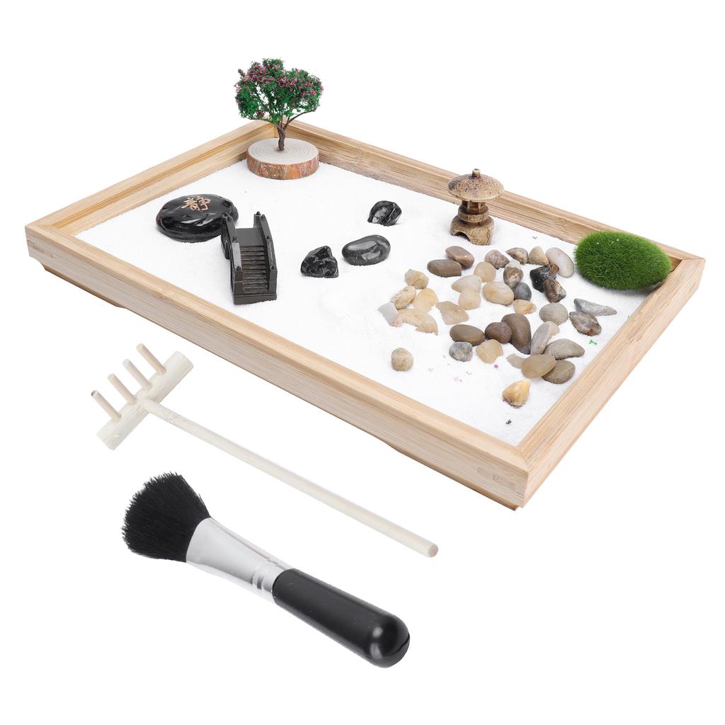 Sand Garden Kit Zen Japanese Mini Meditation Tabletop Decoration Accessory for Home Office