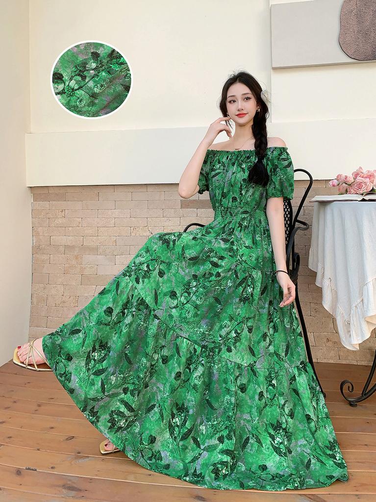 Seaside vacation beach dress cotton floral dress female shabahemi muslim