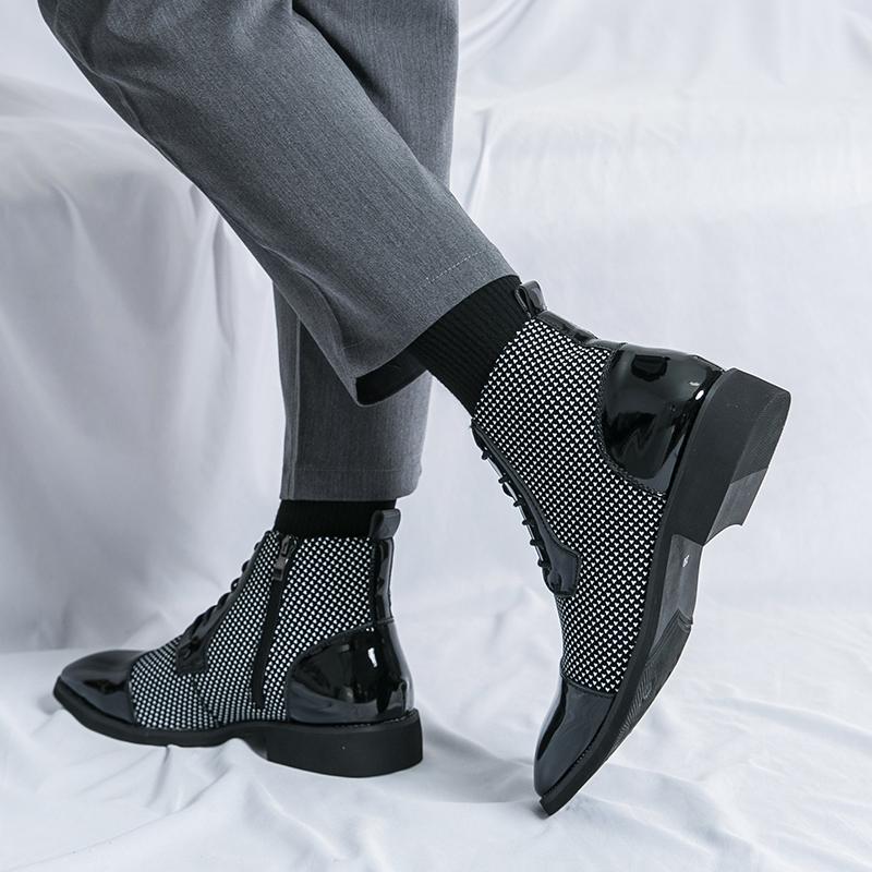 Pánské kotníkové boty Vzor kohoutí stopy Ležérní Retro Pánské boty Wingtip Společenské Tuxedo Svatební boty