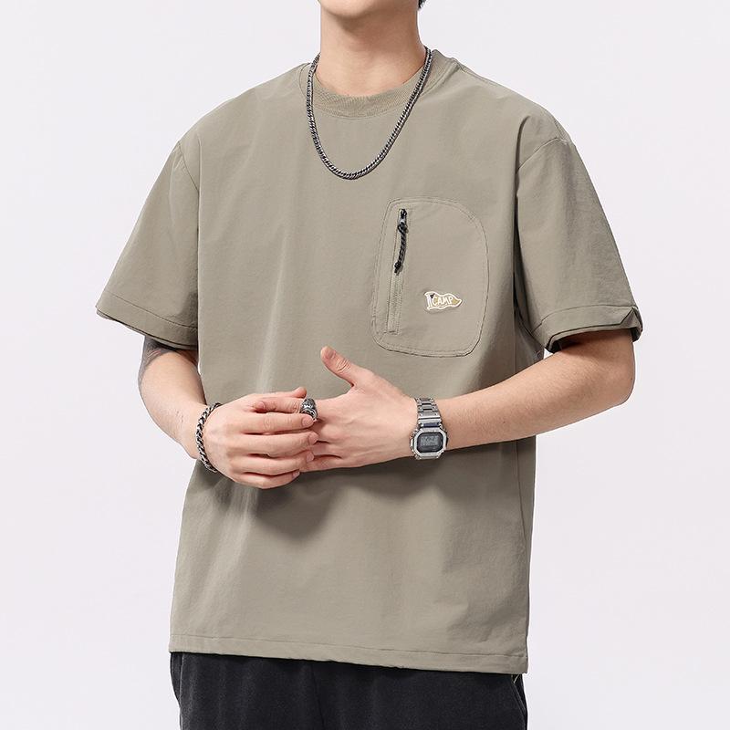 

Карманная футболка с круглым вырезом для мужчин Летняя Ретро Специальная Карманная Декорация Мужской Стиль 4XL