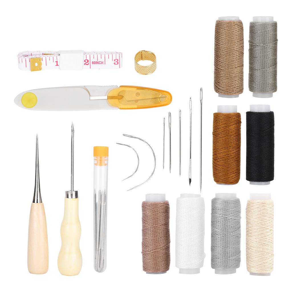 29Pcs Leather Sewing Kit Needles Thread Scissor Repair Tools DIY HandMade Craft Set