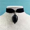 Black Velvet Collar Gothic Victorian Black Embossed Crystal Necklace Fashion Women Gifts Pagan Witchcraft Jewelry