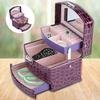 Portable Jewelry Box Storage Multi Layer Organizer Case Ring Earring Necklace Mirror Purple