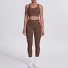European and American Nude Abrasion Cross Back Bra Casual Sports Hip Lift Trousers Fitness Yoga Suit Two-piece Set