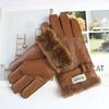Neue Herren-Handschuhe aus Schafsfell mit verdicktem Wollfutter, warm und kältebeständig, Winterhandschuhe aus Leder