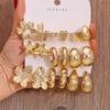 European and American Style Gold Petal Starfish Women's Earrings Set - Unique Design Accessories