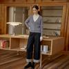 Women's Striped Patchwork Retro Wide-Leg Jeans: Slimming, Elastic Waist, Straight-Leg Pants for Spring