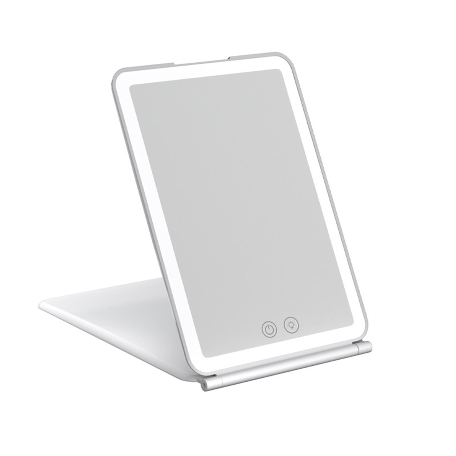 

Lighted Travel Makeup Mirror Usb Charging With Fill Light Portable Led Tabletop Cosmetic Mirrors Two Sided Flip mirror + 10x glassWhite