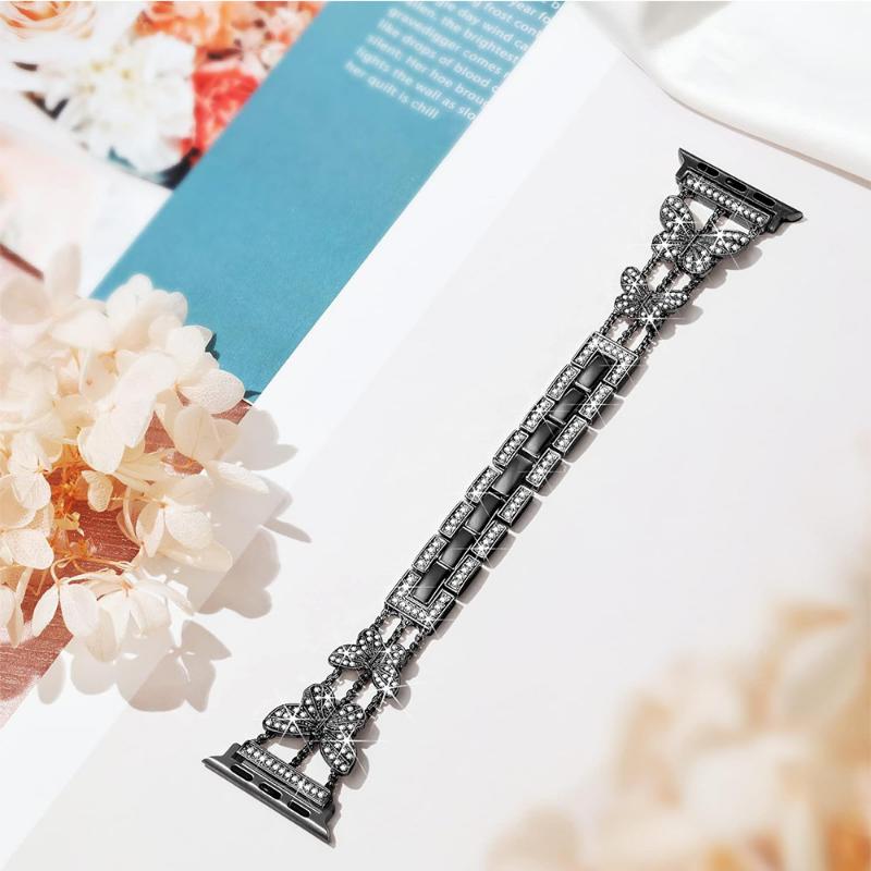 Metal Strap for Apple Watch Series 8 7 6 SE 5 4 3 45mm 44mm 42mm Luxury Butterfly Diamond Bracelet IWatch Ultra 49mm 40mm 38mm