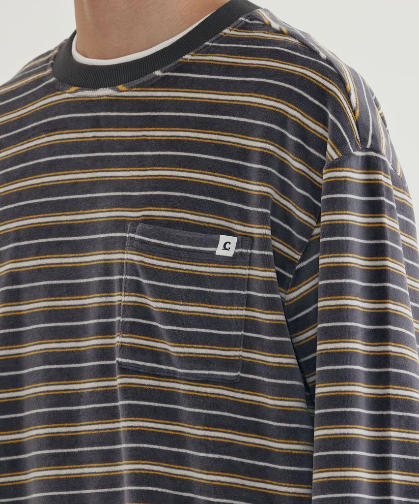 COVERNAT Velour Stripe Long Sleeve Gray