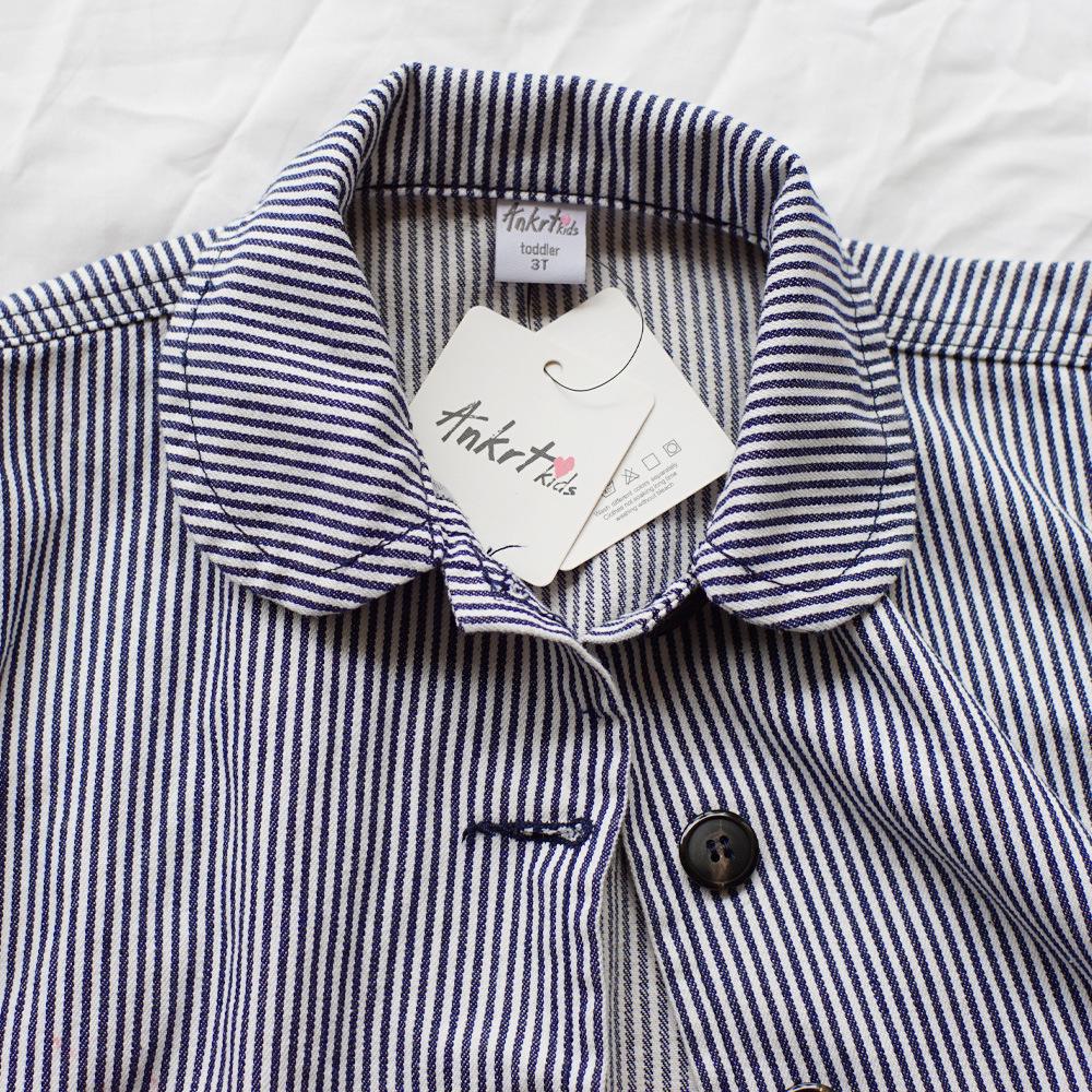 ANKRT Dívčí pruhovaná volná džínová bunda a Chlapecký barevně blokovaný kabát