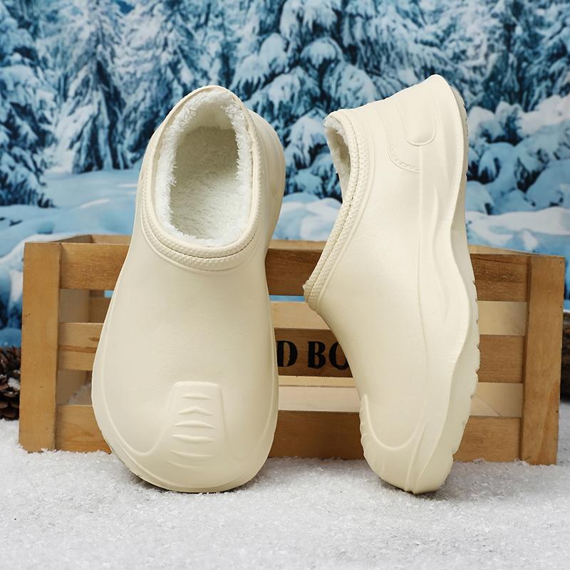 Fashion Platform Height Increase Men Plush Warm Chef Shoes Outdoor Garden Clogs Proffesional Waterproof Oilproof Non-Slip Kitchen Shoes