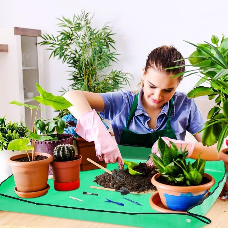 Waterproof Gardening Repotting Mat, PE Foldable Indoor Plant Potting Tray for Succulent & Flower Transplanting Pot