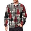 Men's Loose Casual 1/4 Zip Sweatshirt Fashion Printed Long Sleeve Top With Pockets