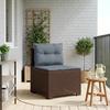 1 Seater Garden Sofa with Cushions Rattan Look PP Brown