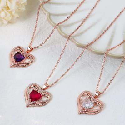Collana a Cuore Europea e Americana: Ciondolo Doppio Cuore per Donna, Perfetto per Regali di San Valentino e Natale.