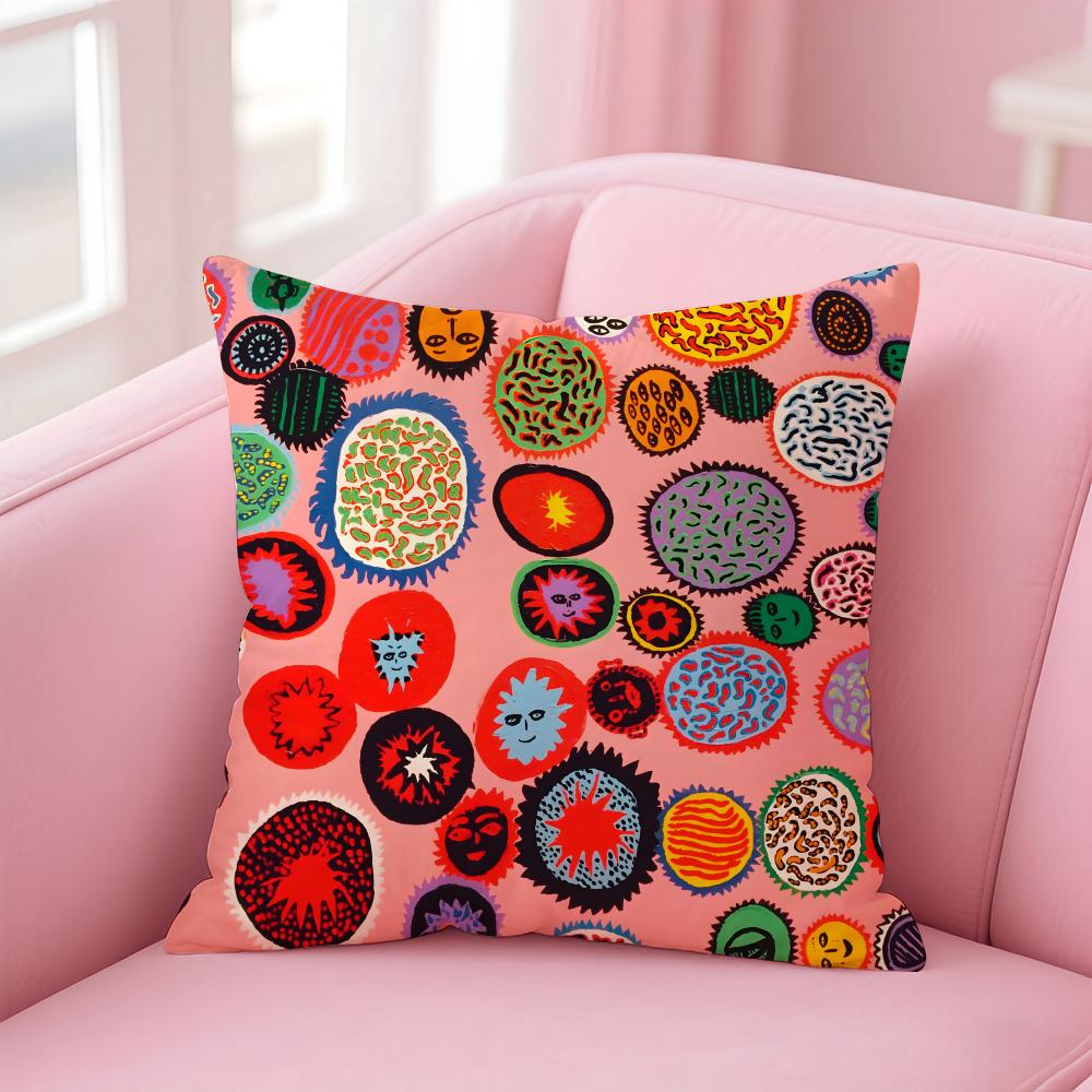 

YYayoi Kusama series Cushion Cover Pillowcase Short Plush Invisible zipper Room Sofa Cushion Cover 30X30cm