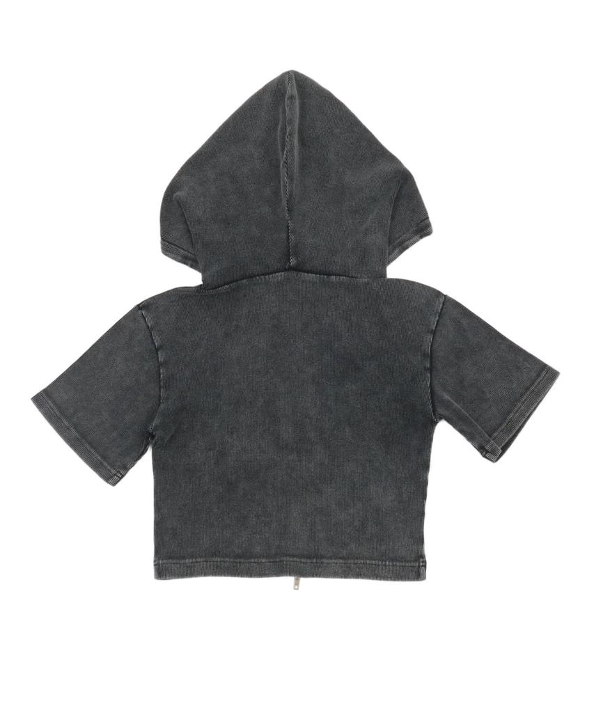 WEGO Ribbed Short Sleeve Zip Korean Short Size Sumikuro Women's Hoodie, Girly, Streetwear, Style, Length, Spring/Summer Outfit, Gift,