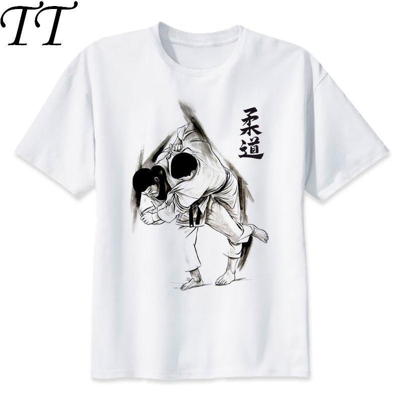 

judo T-shirt men summer t-shirt boy print tshirt anime t shirt brand clothing white color tops tees M8124 4XL