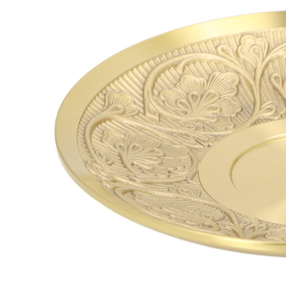 Brass Coffee Cup Saucer Fine Polished Ornamental Plate Saucers Storage Display Tray Home Decor