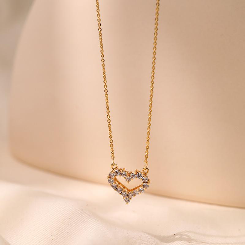 Mixed Color Zircon Clavicle Chain Minimalist Light Luxury 18k Gold Plated Fashion Necklace