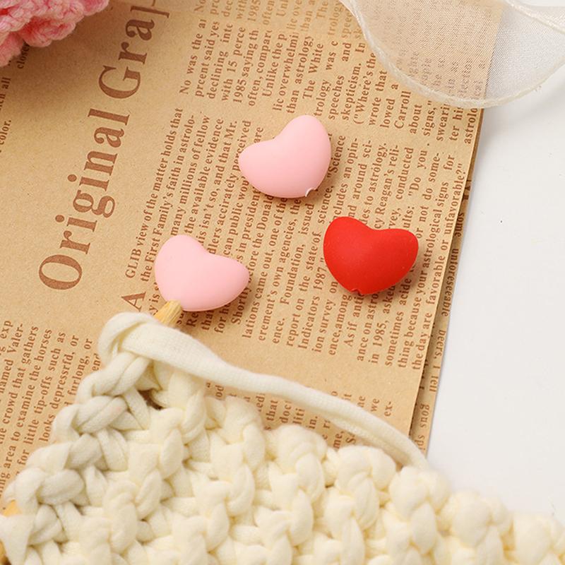 6pcs Heart Shaped Knitting Needle Point Protectors Needle Stoppers Stitches Stoppers Needle Caps Knitting Accessories