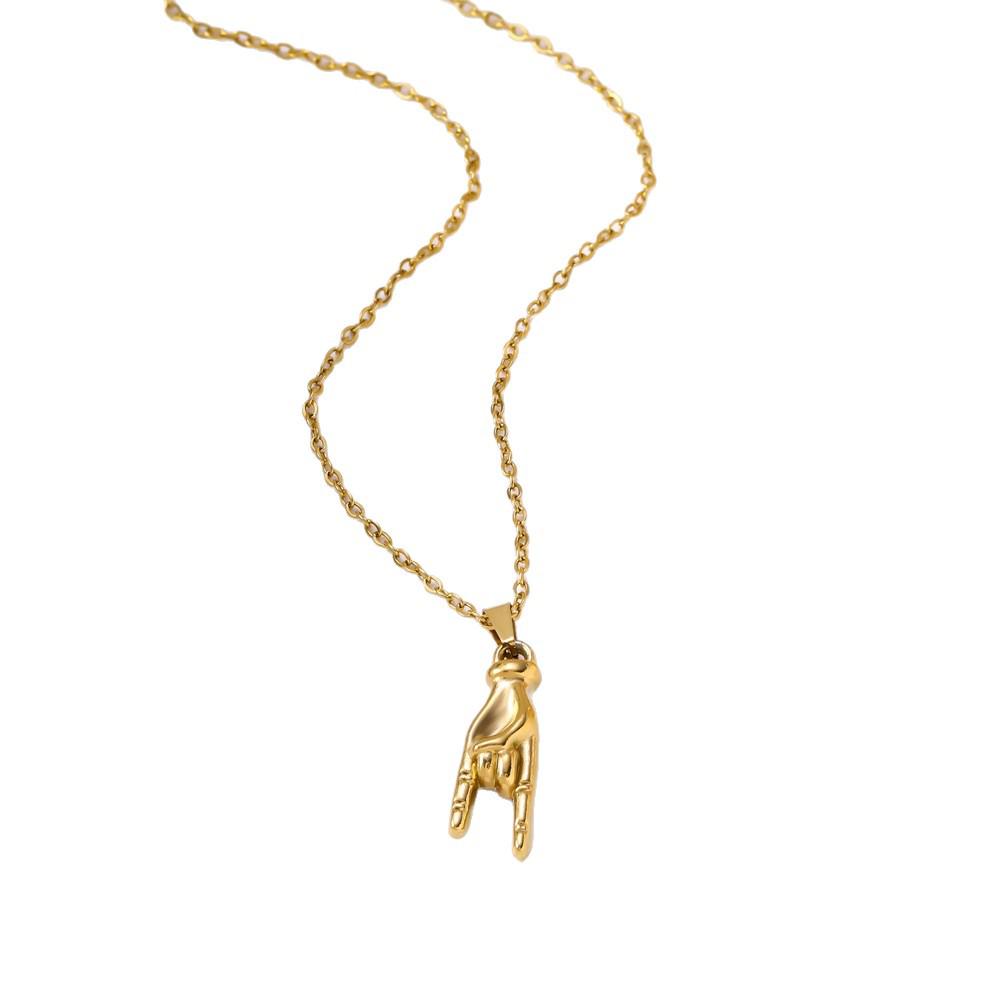 Women's Titanium Steel Hip Hop Rock Gesture Pendant Necklace