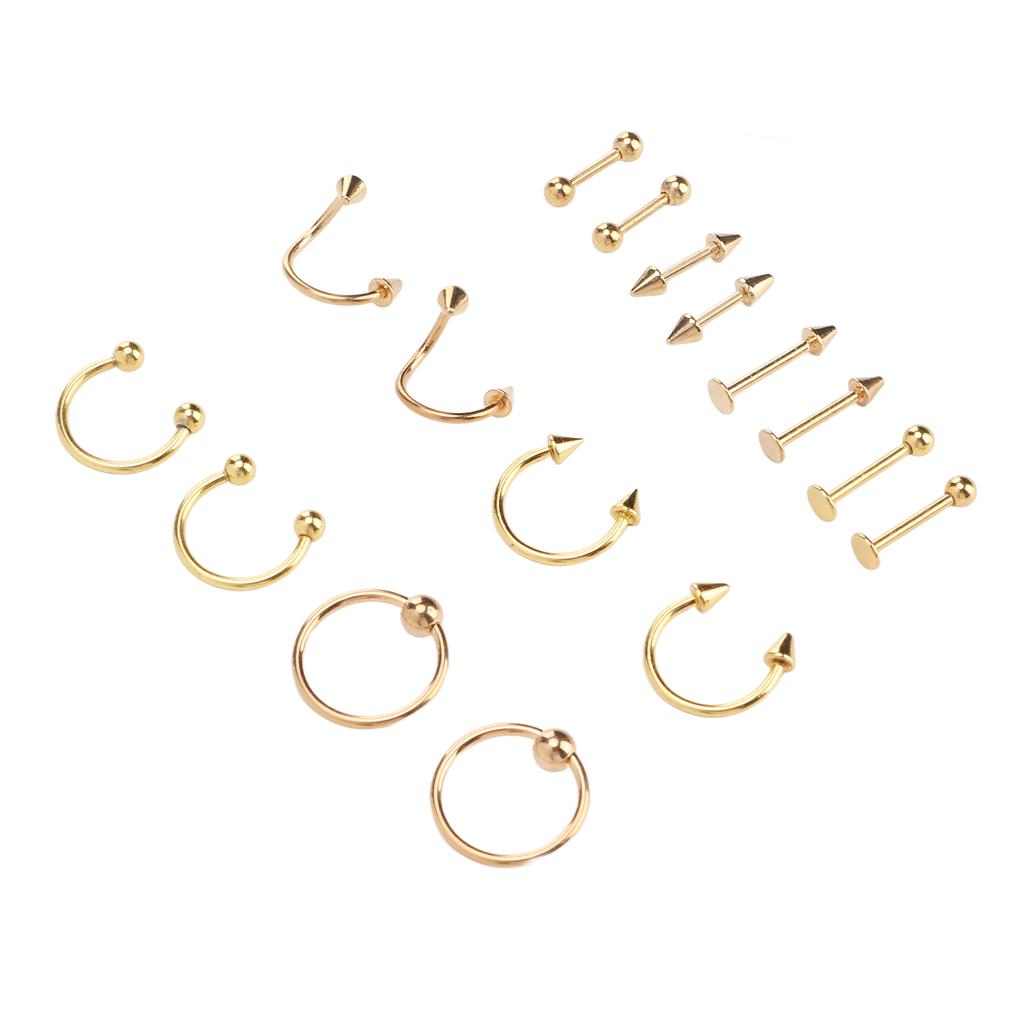 Nose Studs Set Stainless Steel Exquisite Different Shapes Safe Smoothing Polished Surfaces Nose Studs for Women