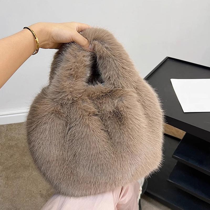 Fashion Cute Soft Plush Bag For Women Girls Luxury Fluffy Tote Bag Versatile Exquisite Autumn Winter Fur Shoulder Handbag Gifts