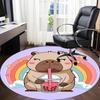 1 STuks Capybara Kantoor Ronde Vloerkleed, Mat Geschikt Voor Kantoor, Onder Kantoorbureaus Slaapkamer Woonkamer Huisdecoratie, Kamer Decoratie