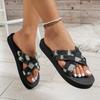 2024 Women's Large-Size Cross-Strap Denim Plaid Casual Beach Sandals