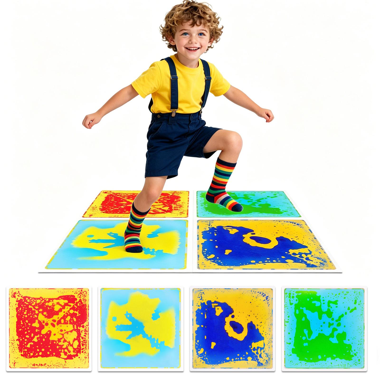 4Pcs/Set Sensory Classroom Tiles Foot Tactile Play Crawling Mat Colorful Sensory Activity Game Autism Toy