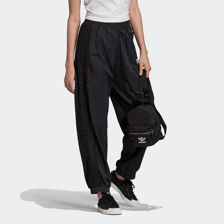 Adidas Originals Vintage Sport Lace Side Three Stripes Knitted Sweatpants Women Bottoms Black FM1759