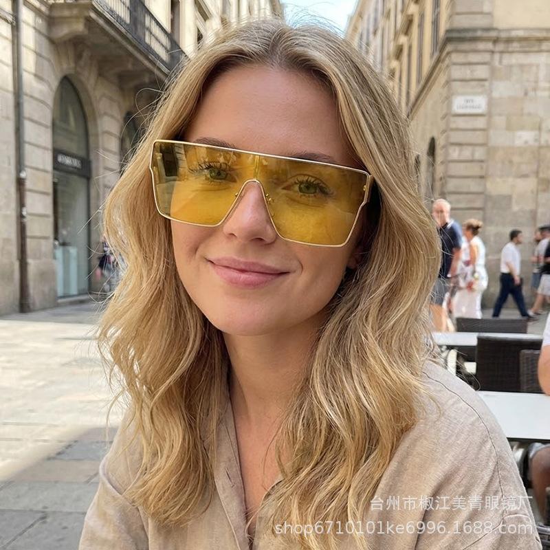 Sunglasses New European and American fashion UV protection men's driving women's high-end metal square sunglasses
