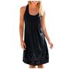Women's Summer Loose Casual Skirt Print Chest Pleated  Sleeveless Dress