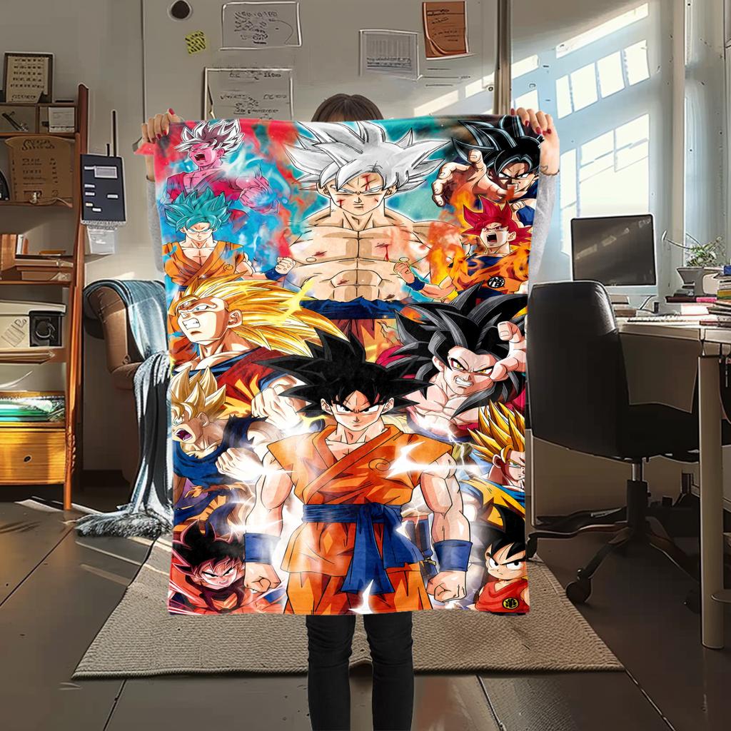 1PC Dragon Ball Super  Print Flannel Blanket, High quality All Seasons, Home Decor, Warmth and Comfort, Perfect for Christmas Gifts