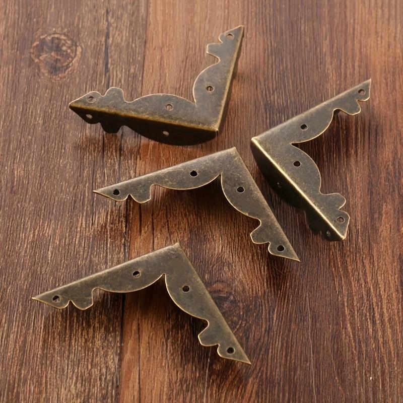 8pcs/set Iron Corners Antique Bronze Bracket 84mm Triangle Decor Scrapbook Album Jewelry Wood Box Protectors Table Leg w/Nails
