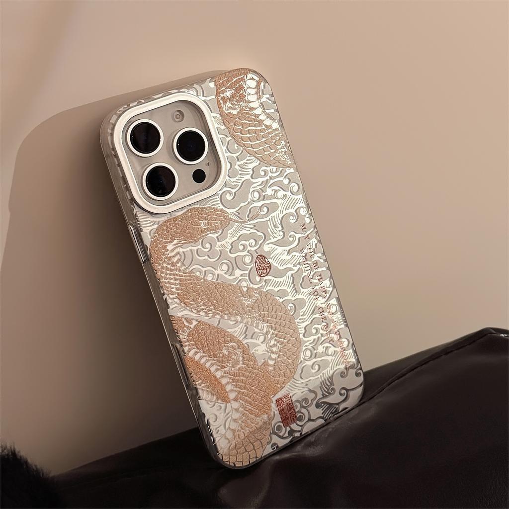 Tengyun Golden Snake Is Suitable for Apple 16 Mobile Phone Case Snake Year IPhone 15 Promax National Trend 12 Personality 14 Laser Hard