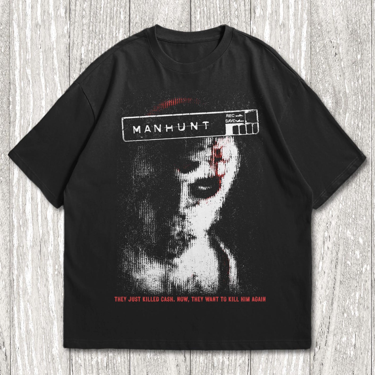 ManhunT-Shirt, James Earl Cash Graphic Tee, Retro Video Game T-Shirt, Vintage Horror Gaming Apparel, Manhunt Games Fan Gift, Y2K Grunge Tee XL