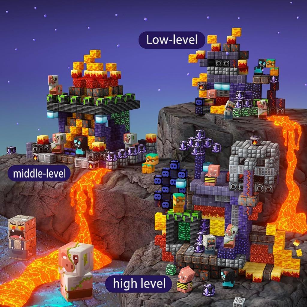 Magnetic Building Blocks Mine World Magnet Lava Dark Cave Midnight Bear Brick Cube Education Sensory Halloween Toy Children Gift