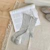 White Curled Socks Women'S Ins Wind Ultra-Thin Boneless Breathable Stacking Socks Solid Color Japanese Basic Jk Socks Medium Tube Socks