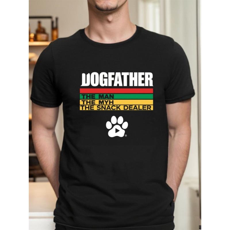 Mens Dog Dad Pattern Tshirt Men Mythology Snack Seller and Claw Print Design Casual Round Neck Tshirt with Rasta Style Colors