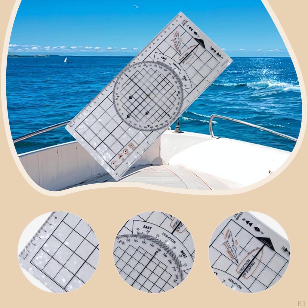 Kursplotter Marine-Zeichendreieck,Klares Einhand-Geradenteiler,Nützlich Stark für die Marine-Navigation