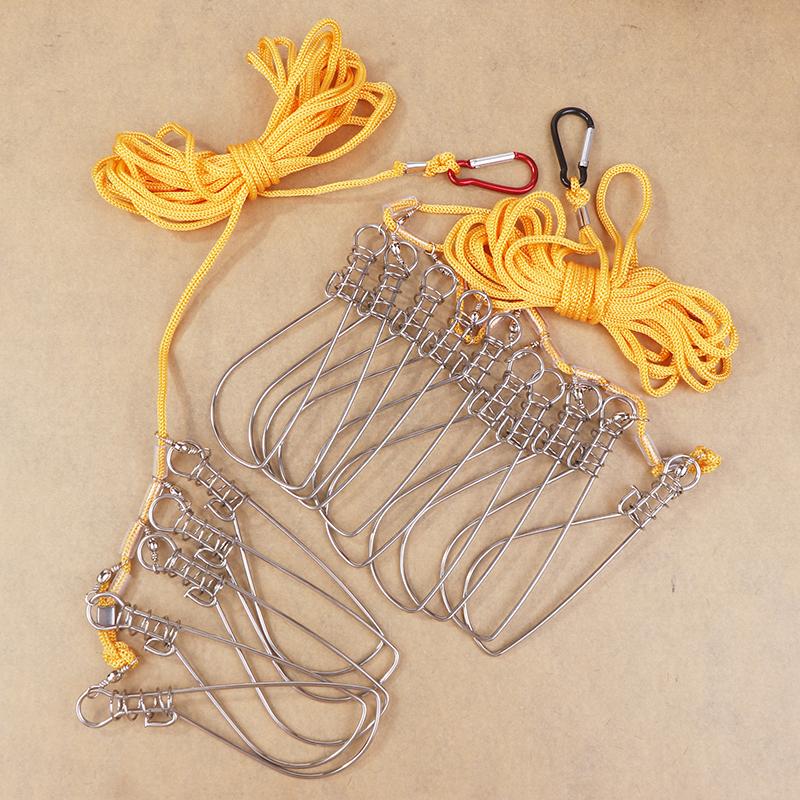 5M 5/10 Lock Stainless Steel Fishing Lock Buckle Fishing Snaps Chain Stringer With Float Live Fish Lock Belt Fishing Accessories