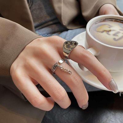 Yin Taifei Thai Silver Irregular Star Ring – Hip Hop Unisex Index Finger Open Design