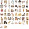 50 Cartoon Cat Emoji Stickers - Cute, Waterproof, Self-Adhesive for Scrapbooks & Phone Cases
