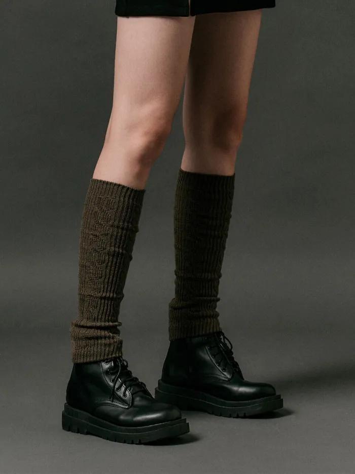 [CP] Knitted Leg Warmers Winter Foot Warmers [KHAKI] Daily Socks ver.